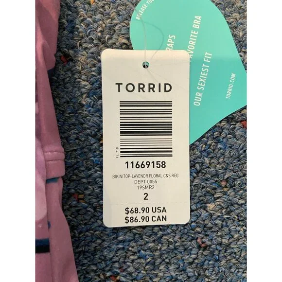 NWT Torrid Vixen Bikini Top Bathing Suit Lavender Teal Floral Underwire 2 2X New - Picture 2 of 6